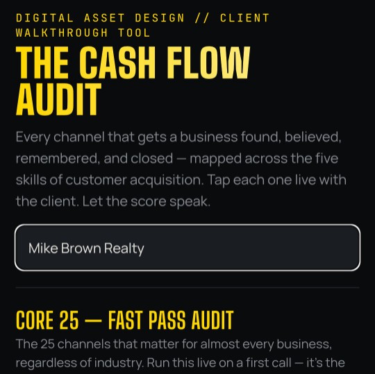 The Cash Flow Audit — Digital Asset Design client walkthrough tool