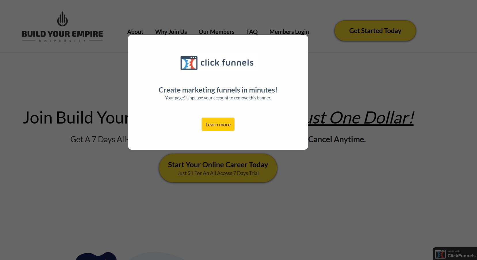 Course membership funnel